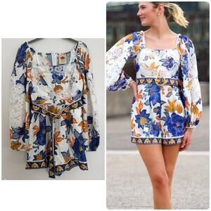 Farm Rio Off-White Summer Flowers Lenzing Ecovero Euroflax Romper
